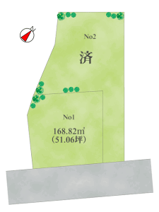 全２区画最終一棟！南公道に面した陽当良好な５１坪超の敷地！東側隣地通路で西側の敷地が低いので、陽当たりバッチリの好立地ですよ！！
